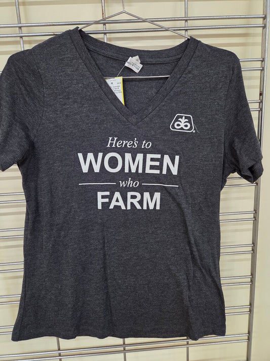 Ladies V Neck 'Here's to Women Who Farm sz M