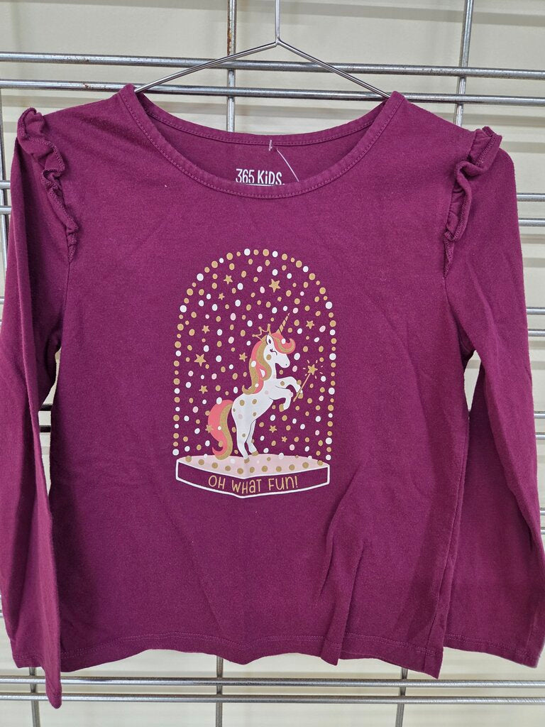 Girls 365Kids Burgundy Unicorn Long Sleeve Tee