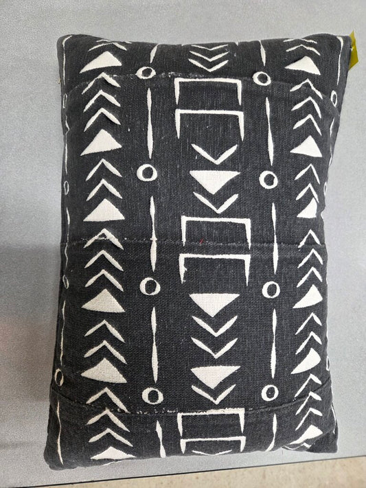 BoHo Chic Style Bed/Couch Pillow Cream and Black Print 12"x19"