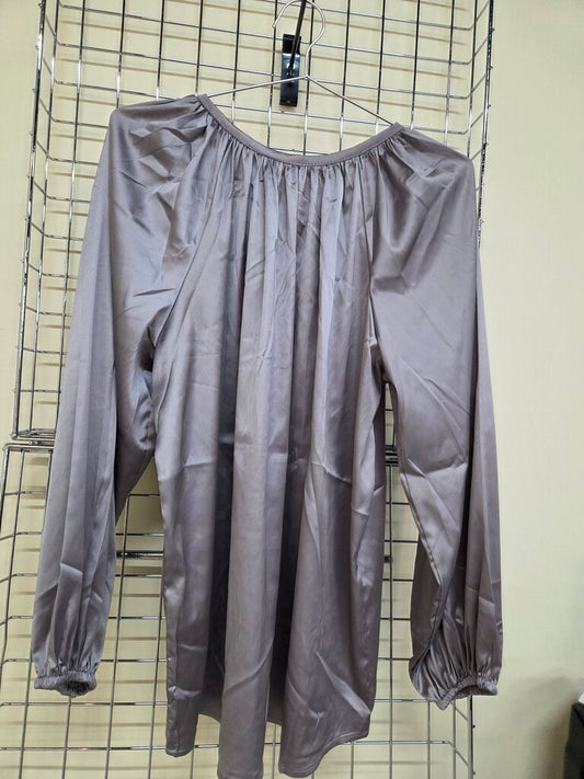 Women's Plus Size Silver Silk Blouse