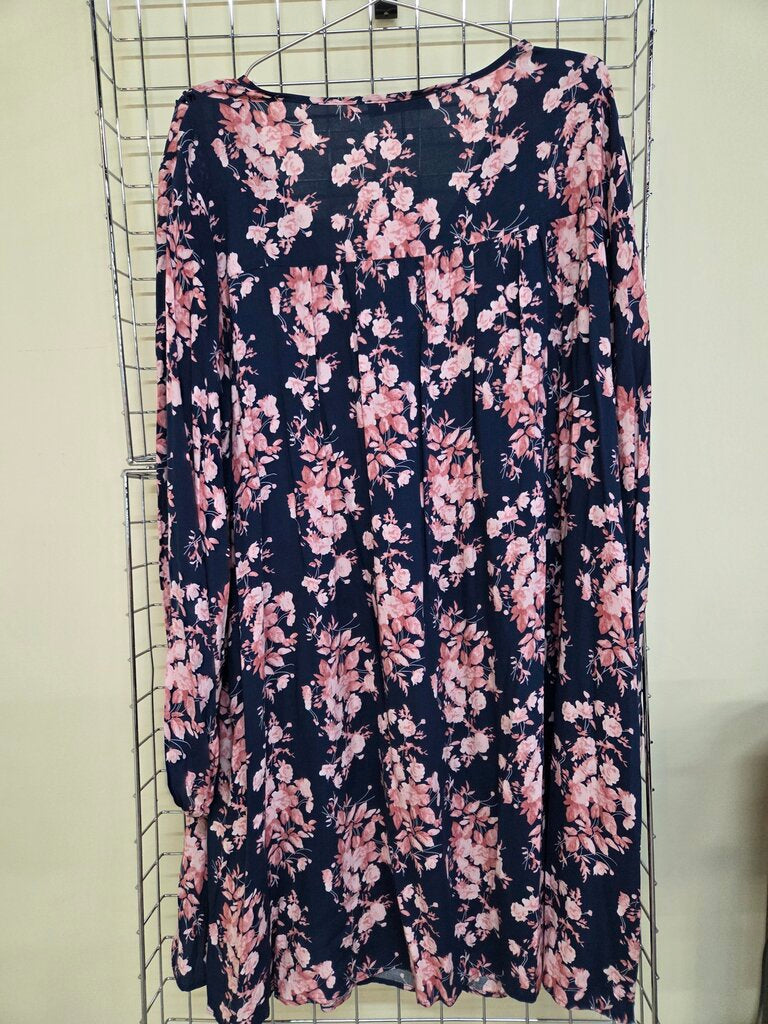 RustyDusty Navy & Pink Floral Boho Dress 2XL