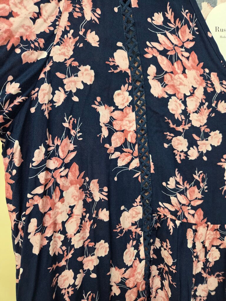 RustyDusty Navy & Pink Floral Boho Dress 2XL