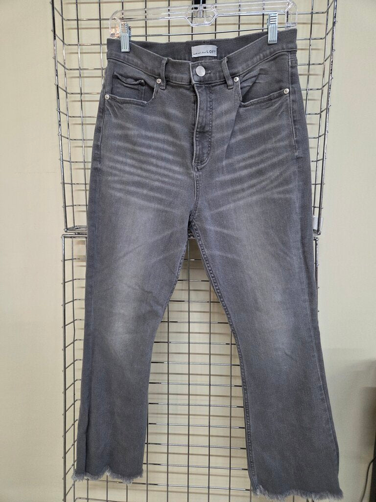 Ladies Loft High Waist Flare Crop Grey Jeans sz 12