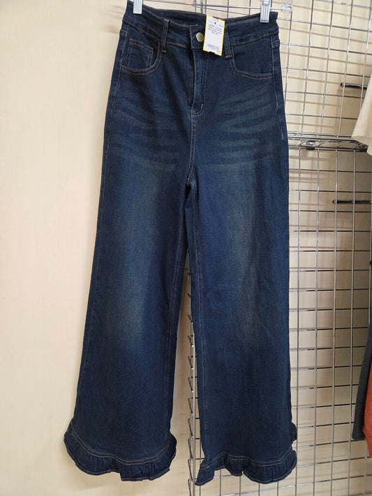 Wide Leg Ruffled Hem Denim Jeans 4/6