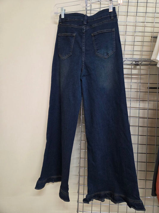 Wide Leg Ruffled Hem Denim Jeans 4/6