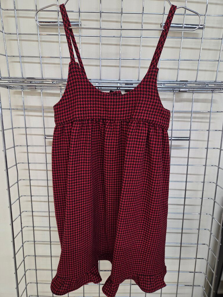 Girls Black & Red hounds tooth dress