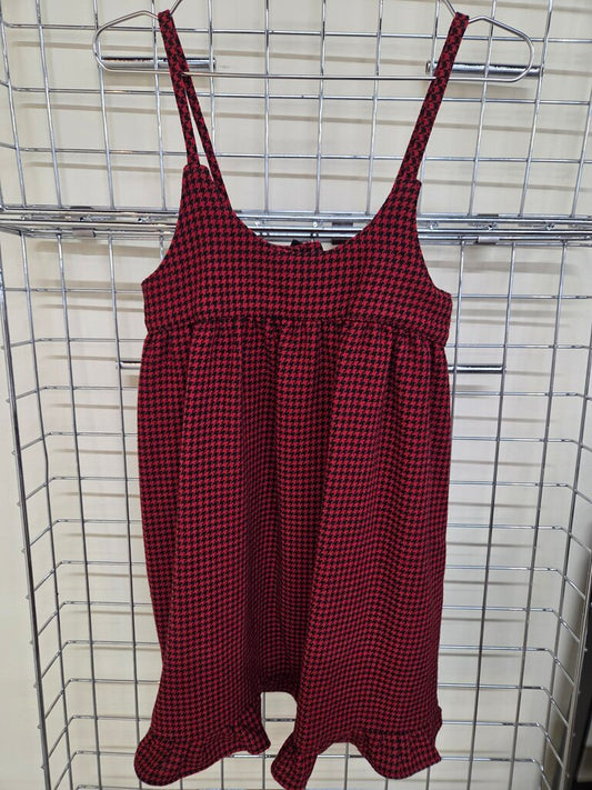 Girls Black & Red hounds tooth dress
