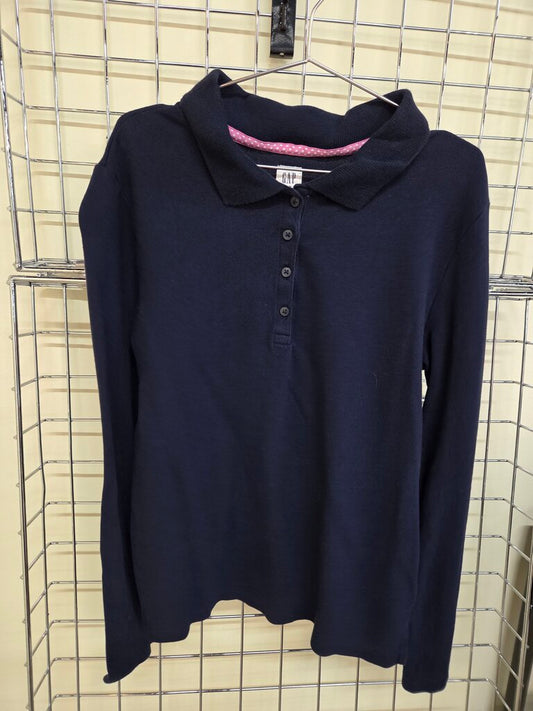 Girl's Navy Blue Gap Long Sleeve Polo Shirt XL 12