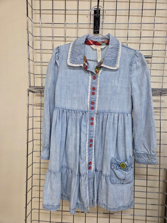 Girls Matilda Jane Blue Jean Button Up Dress sz 6