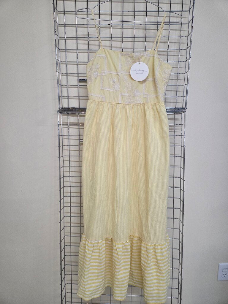 Like New 'in february' high bodice Summer Dress w/ Embroidered Flowers on Bodice sz S