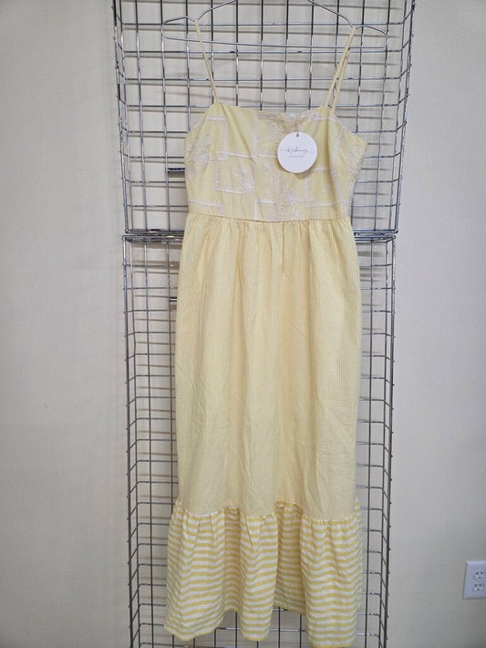 Like New 'in february' high bodice Summer Dress w/ Embroidered Flowers on Bodice sz S