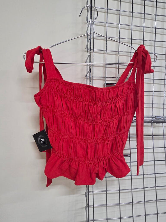 NWT 'Allie Rose' Rouched Bodice,Ruffled Bottom, Shoulder Ties Summer Top