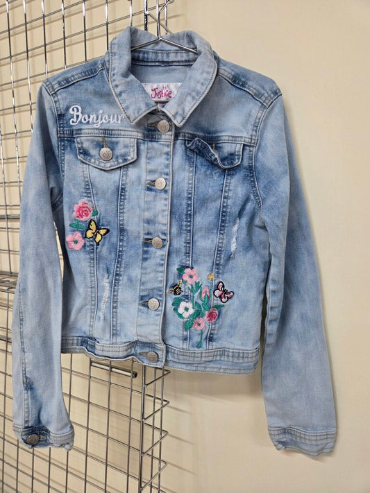 Girls Justice Embroidered Blue Jean Jacket 8/10