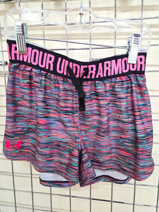 Girls UA Multi Colored Striped Athletic Shorts YSM