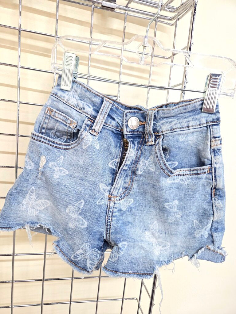Girls Justice Butterfly Blue Jean Cut Off Shorts sz 7