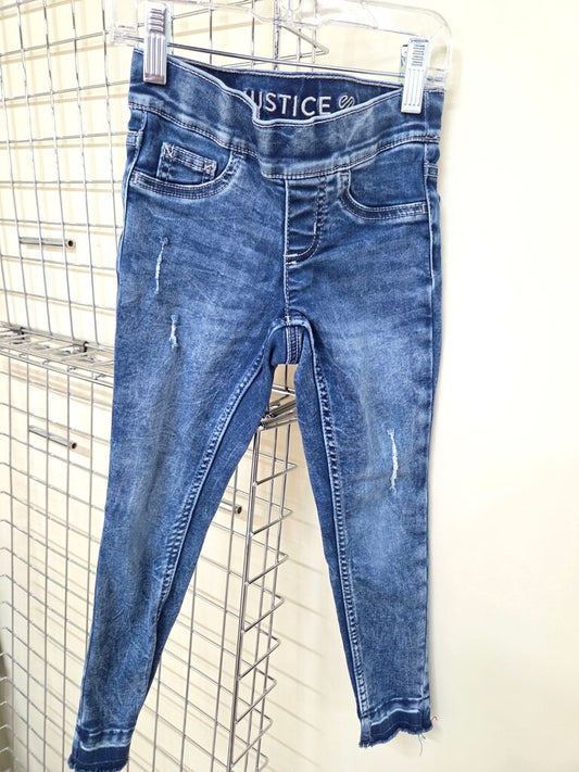 Girls Justice Distressed Blue Jeggings sz 6