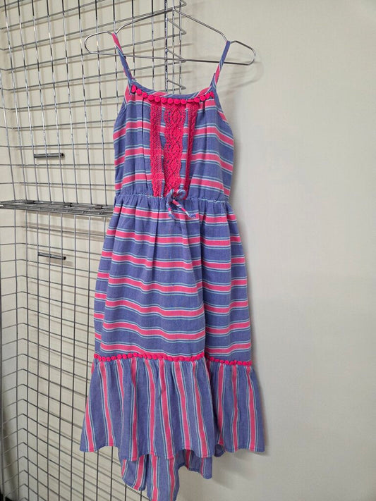 Girls Cat & Jack Pink & Purple Striped Dress M 7/8