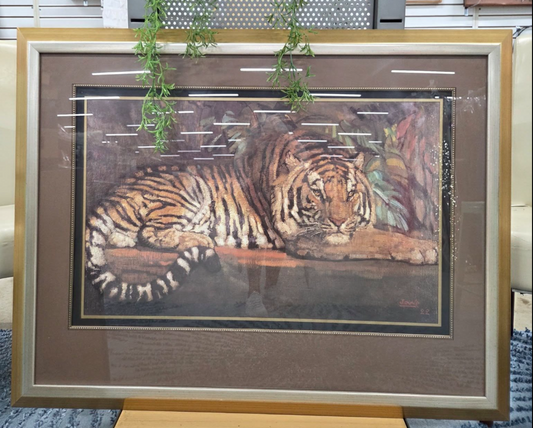 Large Framed Picture Of a Tiger 35" Height x 44" Width