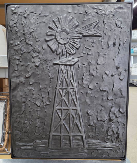 Hammered metal windmill wall art