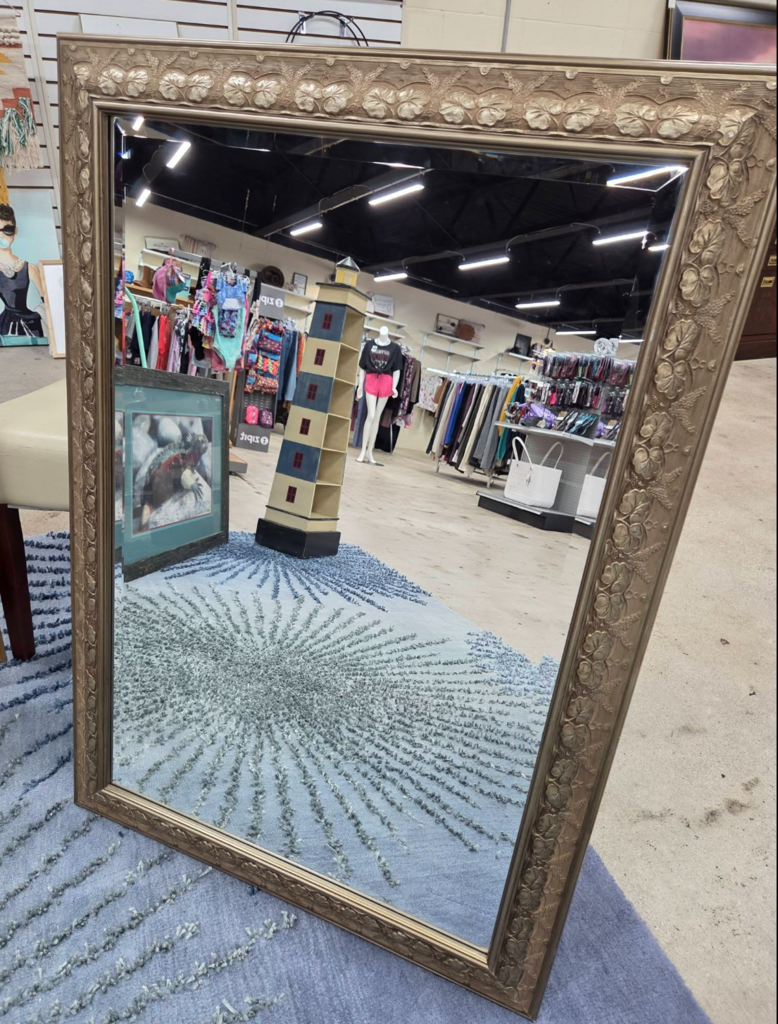 Large Ornate Beveled Mirror, with Grape Motif on the Frame 29.5 Height x 41 " Width