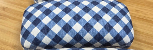 J Crew blue check gingham glasses case