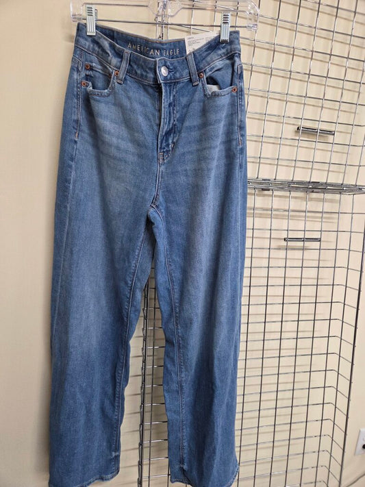 NWT American Eagle Dreamy Drape Super High-Rise Baggy Wide-Leg Jeans Sz 0