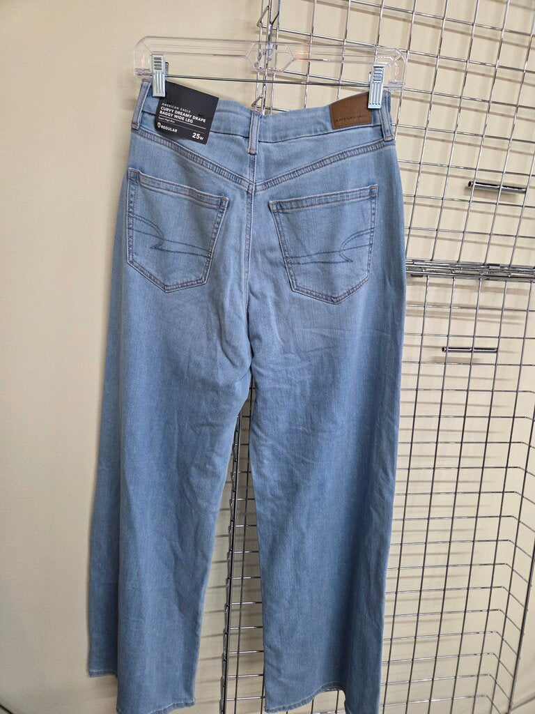 Womens American Eagle Curvy Dreamy Drape Baggy Wide Leg Jeans