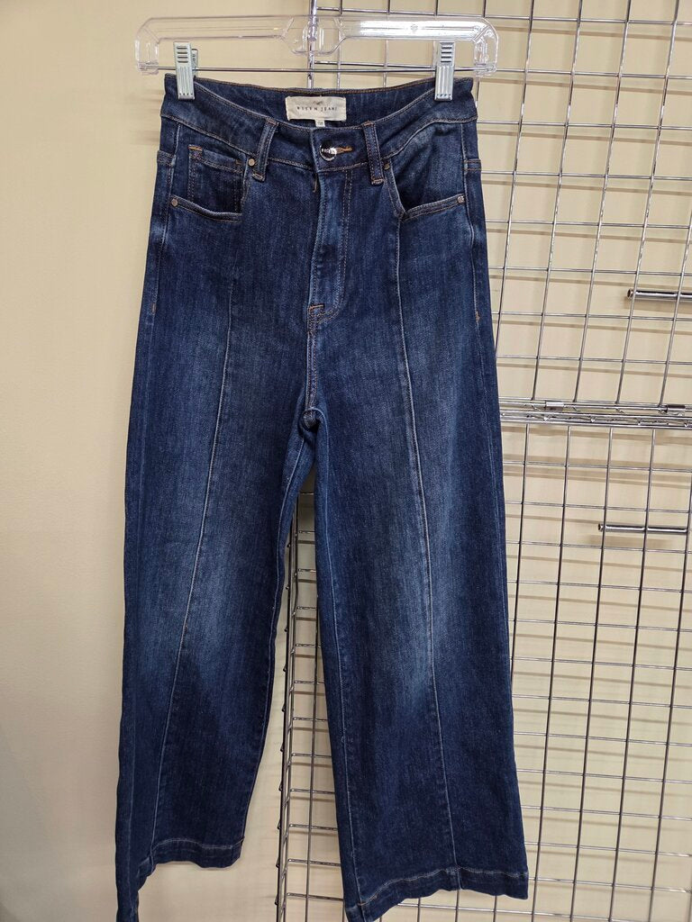 Womens Risen High Rise darke wash blue jeans