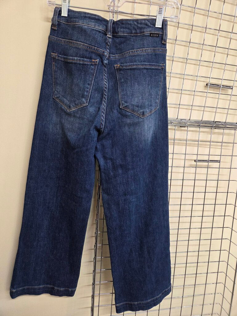 Womens Risen High Rise darke wash blue jeans