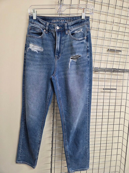 Womens American Eagle Mom Straight Jeans sz 2