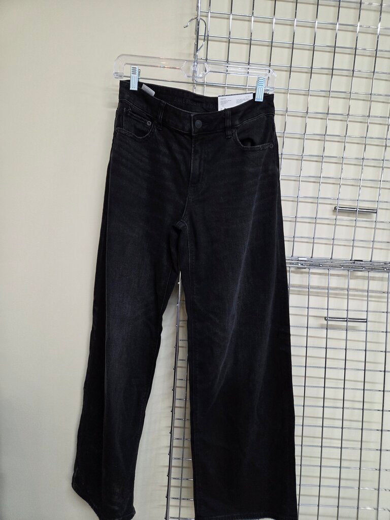 Womens American Eagle Dreamy Drape Baggy Wide Leg Black Jeans