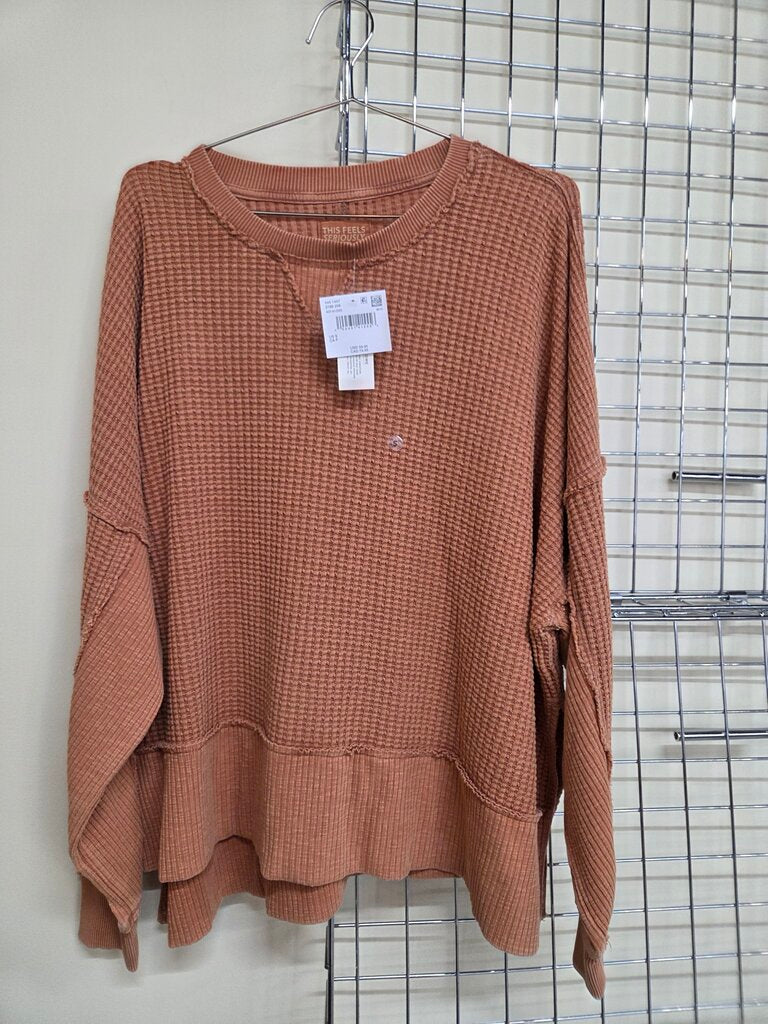 Womens Burnt Orange American Eagle Lived In Long Sleeve Shirt