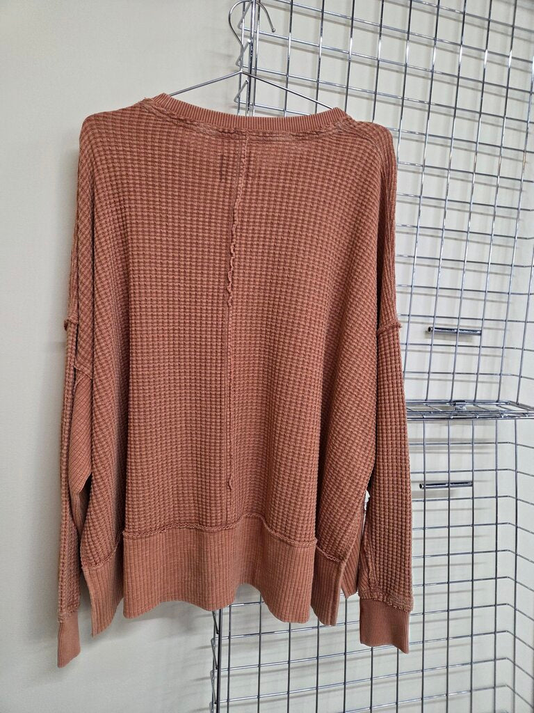 Womens Burnt Orange American Eagle Lived In Long Sleeve Shirt