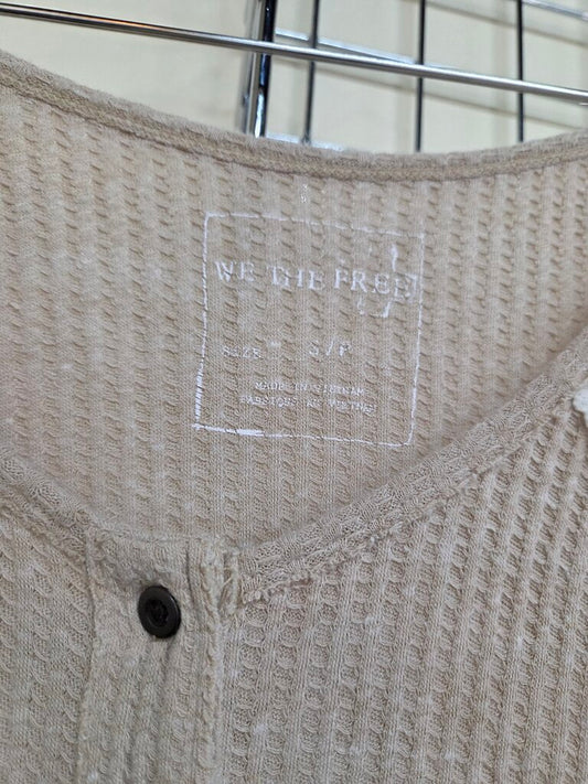 We The Free (Free People) Colorblock Waffle Knit Henley Shirt sz S