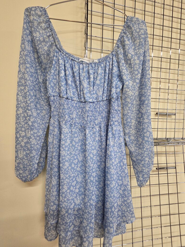 Womens Altar'd State Blue Floral Smocked Dress