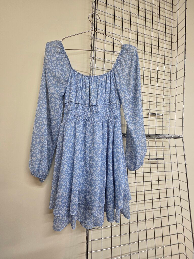 Womens Altar'd State Blue Floral Smocked Dress