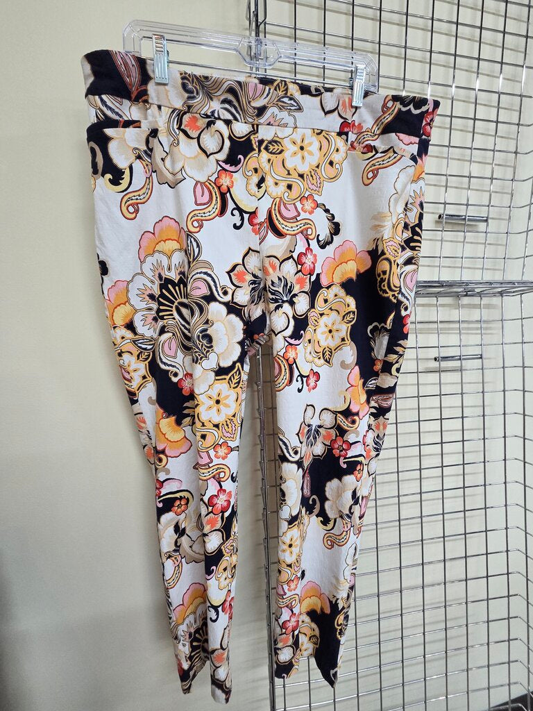Women's Chico Floral Printed Stretch Pants sz 18