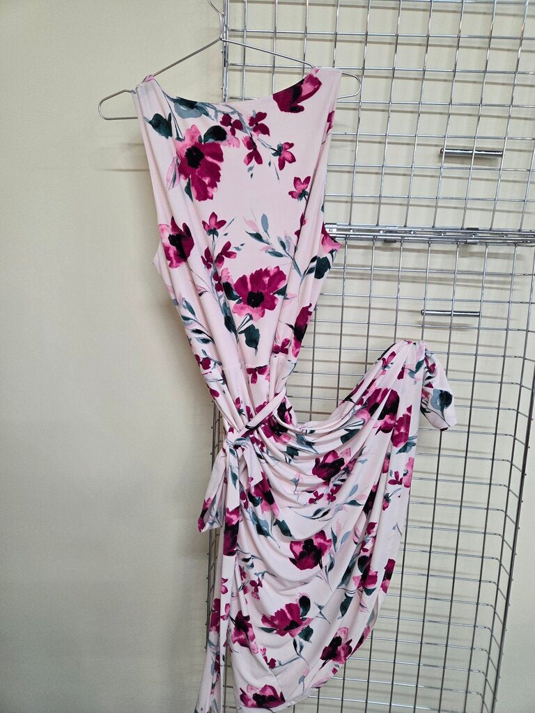 Ralph Lauren blush pink watercolor floral wrap dress sz 16