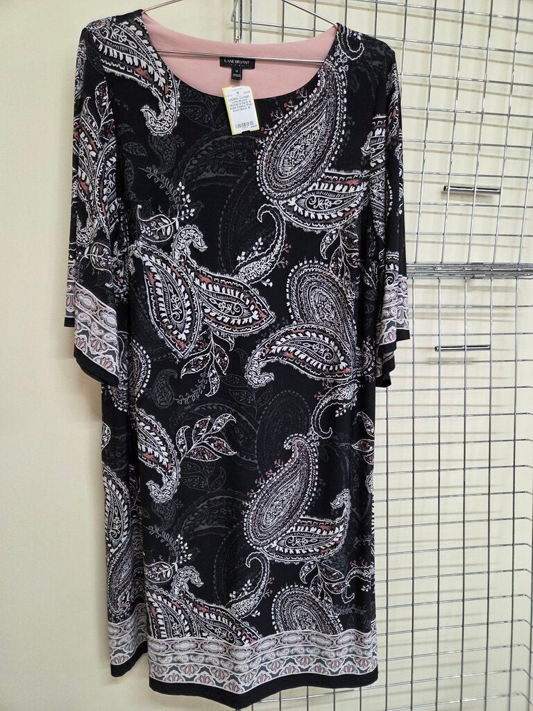 Lane Bryant black & white Paisley Print dress sz 16