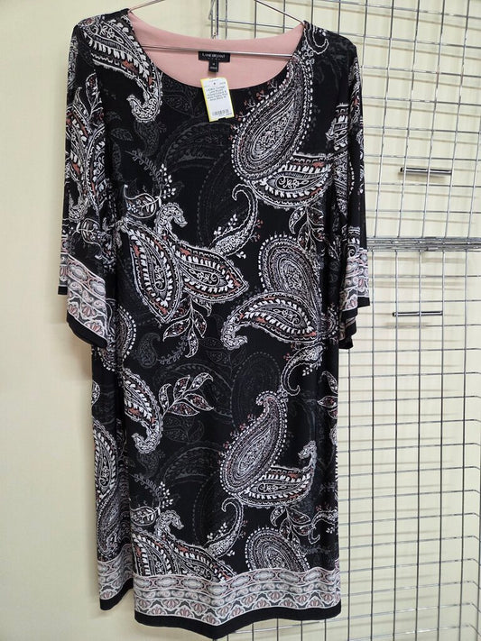 Lane Bryant black & white Paisley Print dress sz 16