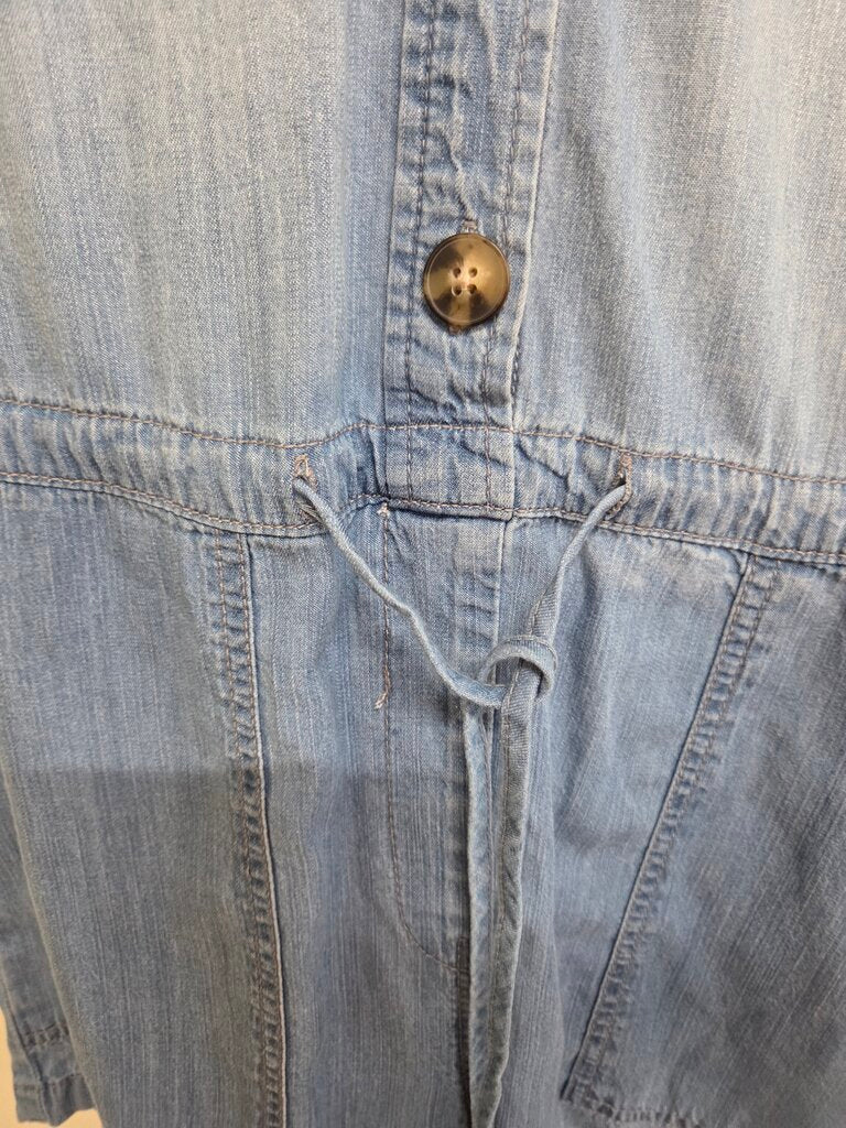 Women's light wash denim button up Blue Jean romper XS