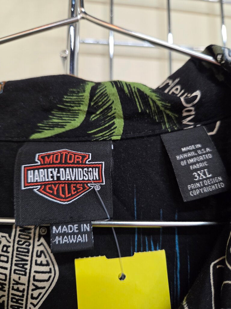 Mens Harley Davidson Honolulu Hawaii tropical button down shirt VNT