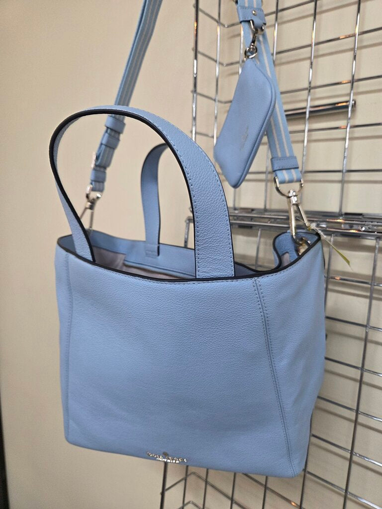 Kate Spade leather satchel tote with matching clip-on pouch