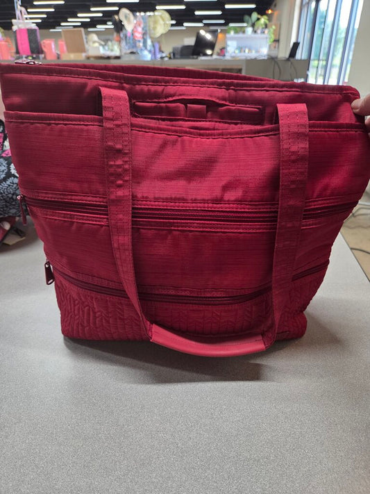 Crimson Red Quilted Multi-Pocket "Taxi Tote" from Lug