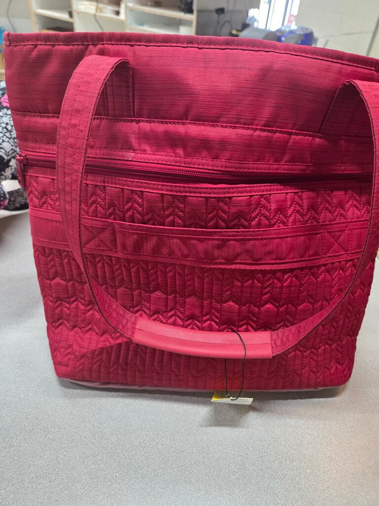 Crimson Red Quilted Multi-Pocket "Taxi Tote" from Lug