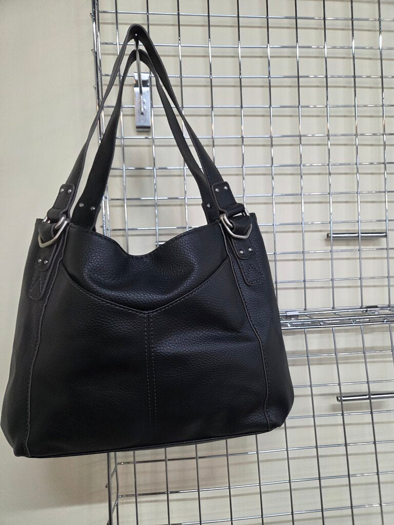 Black pebbled faux-leather shoulder bag by Relic