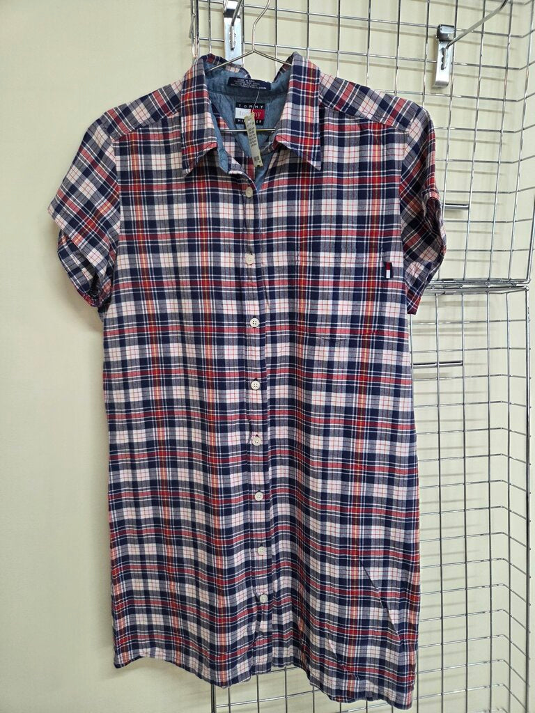 Tommy Hilfiger Plaid Button Up Short Sleeve Dress sz 14