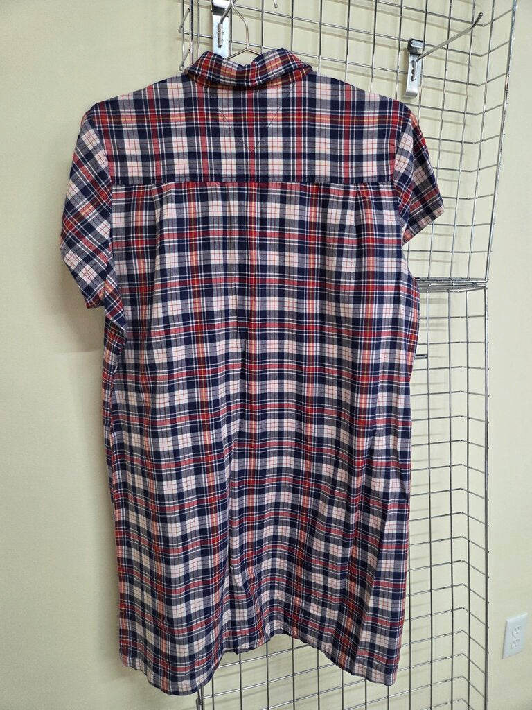 Tommy Hilfiger Plaid Button Up Short Sleeve Dress sz 14
