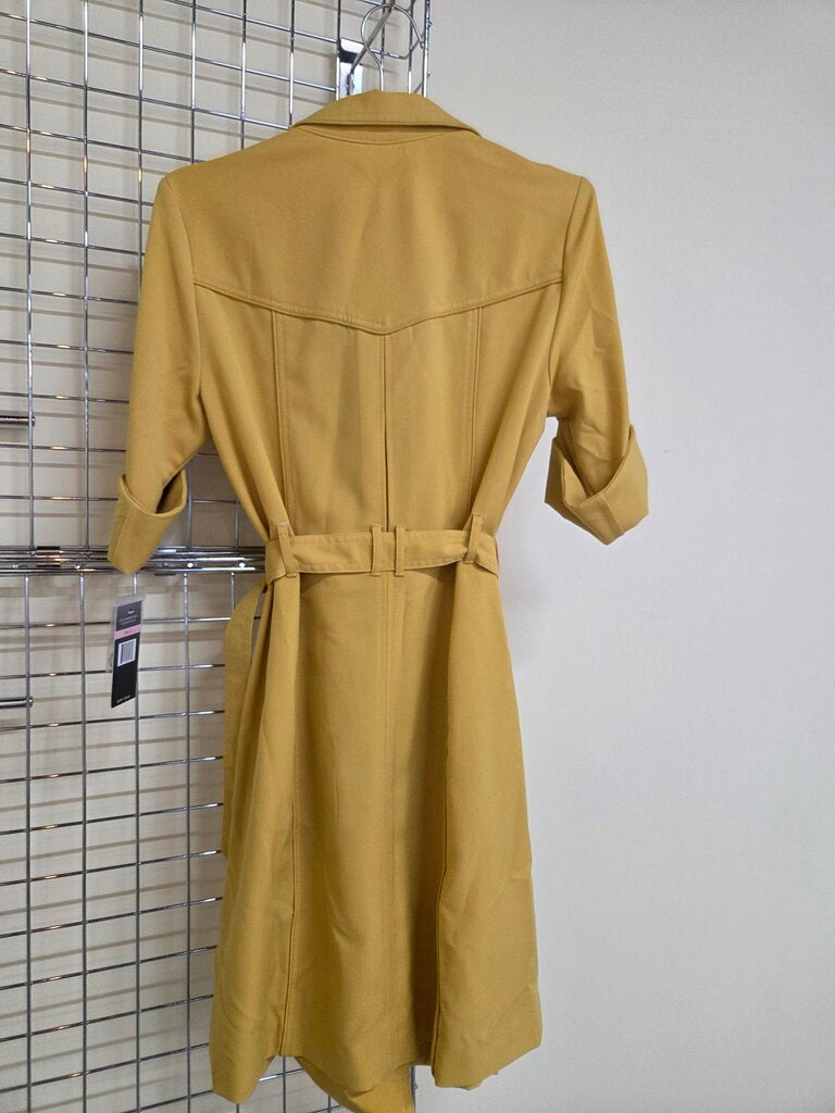 NWT- Ladies Double Breasted Mustard Button Up & Belted Dress