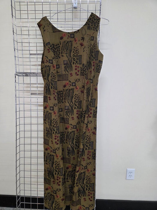Vintage Olivia Rose Patchwork Animal Print Midi Dress